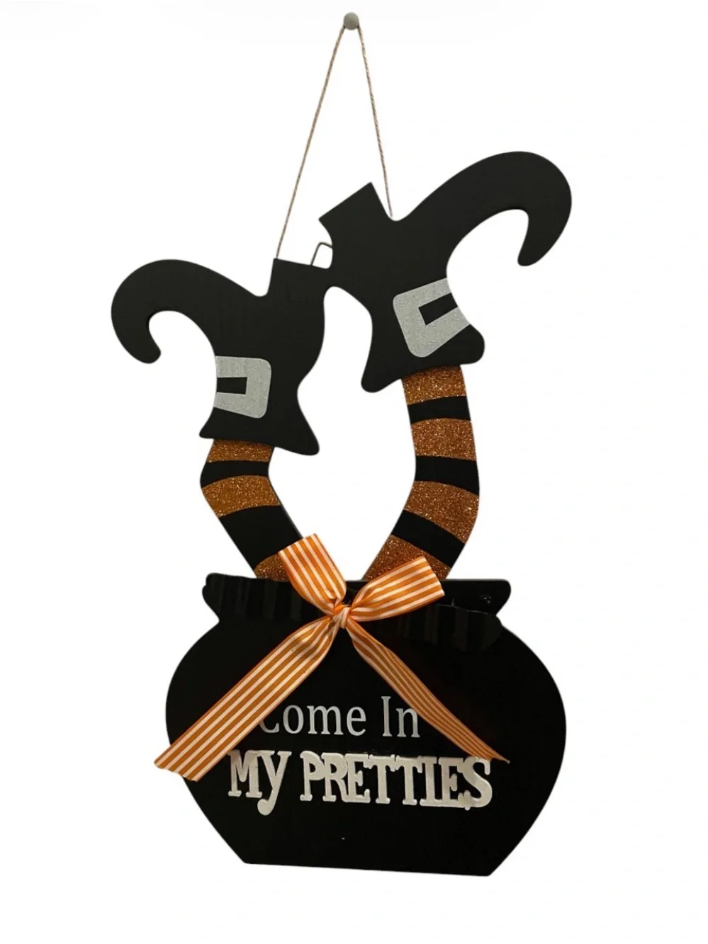 Halloween 'Come In My Pretties' Wooden Wall Hanging - Black and Orange